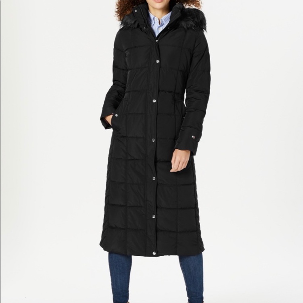 Calvin Klein longline parka w/ removable hood